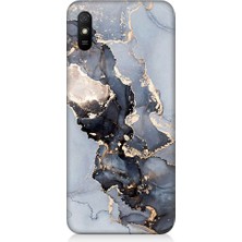 Teknomeg Xiaomi Redmi 9A Uyumlu Mermer ve Altın Desenli Silikon Kılıf