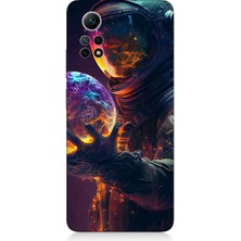 Teknomeg Xiaomi Redmi Note 12 Pro 4g Uyumlu Astranot ve Gezegen Desenli Silikon Kılıf