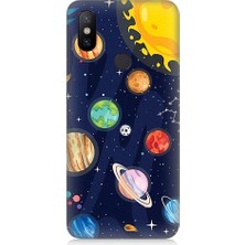 Teknomeg Xiaomi Mi A2 Uyumlu Gezegenler ve Yıldız Haritası Desenli Silikon Kılıf