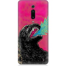 Teknomeg Xiaomi Mi 9t Uyumlu Godzilla Siyah Ejderha Desenli Silikon Kılıf