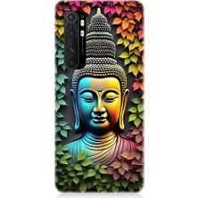 Teknomeg Xiaomi Mi Note 10 Lite Uyumlu Budha ve Sarmaşık Yapraklar Desenli Silikon Kılıf