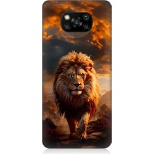 Teknomeg Xiaomi Poco X3 Uyumlu Yırtıcı Aslan Kral Desenli Silikon Kılıf