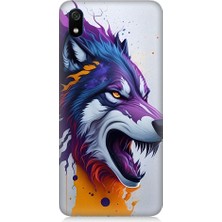 Teknomeg Xiaomi Redmi 7A Uyumlu Kızgın Savaşçı Kurt Desenli Silikon Kılıf