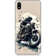 Teknomeg Xiaomi Redmi 7A Uyumlu Motorsikletçi Desenli Silikon Kılıf