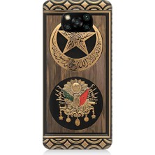 Teknomeg Xiaomi Poco X3 Uyumlu Osmanlı Nişanı ve Ay Yıldız Desenli Silikon Kılıf