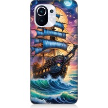 Teknomeg Xiaomi Mi 11 Pro Uyumlu Denizde Direkli Ahşap Gemi Desenli Silikon Kılıf