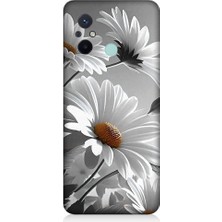 Teknomeg Xiaomi Redmi 12C Uyumlu Beyaz Papatyalar Desenli Silikon Kılıf