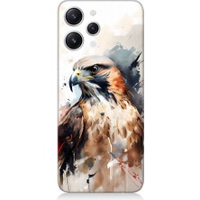 Teknomeg Xiaomi Redmi 12 Uyumlu Siyah Beyaz Asil Kartal Desenli Silikon Kılıf