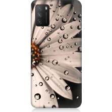 Teknomeg Xiaomi Poco M3 Uyumlu Papatya ve Su Damlaları Desenli Silikon Kılıf