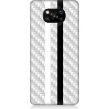 Teknomeg Xiaomi Poco X3 Uyumlu Siyah Beyaz Metal Motif Desenli Silikon Kılıf