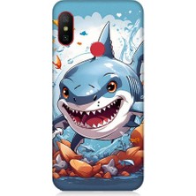 Teknomeg Xiaomi Redmi 6 Pro Uyumlu Köpekbalığı Desenli Silikon Kılıf