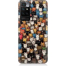 Teknomeg Xiaomi Redmi 10 Uyumlu Sevimli Komik Kedi Suratları Desenli Silikon Kılıf