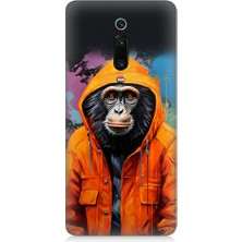 Teknomeg Xiaomi Mi 9t Uyumlu Kapşonlu Maymun Desenli Silikon Kılıf