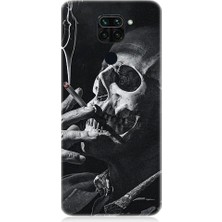 Teknomeg Xiaomi Redmi Note 9 Uyumlu Sigara ve Ölüm Desenli Silikon Kılıf