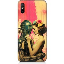 Teknomeg Xiaomi Redmi 9A Uyumlu Robot ve Aşk Desenli Silikon Kılıf
