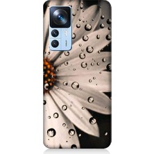 Teknomeg Xiaomi Mi 12T Pro Uyumlu Papatya ve Su Damlaları Desenli Silikon Kılıf