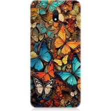 Teknomeg Xiaomi Redmi 8A Uyumlu Pastel Renkli Kelebekler Desenli Silikon Kılıf
