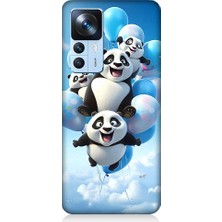 Teknomeg Xiaomi Mi 12T Pro Uyumlu Uçan Sevimli Pandalar Desenli Silikon Kılıf