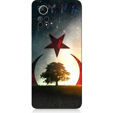 Teknomeg Xiaomi Redmi Note 12 Pro 4g Uyumlu Göktürkçe Türk ve Ağaç Bayrak Desenli Silikon Kılıf