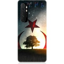 Teknomeg Xiaomi Mi Note 10 Lite Uyumlu Göktürkçe Türk ve Ağaç Bayrak Desenli Silikon Kılıf