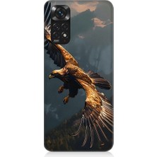 Teknomeg Xiaomi Redmi Note 11 Uyumlu Uçan Kara Kartal Desenli Silikon Kılıf