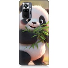 Teknomeg Xiaomi Redmi Note 10 Pro Uyumlu Sevimli Panda ve Bambu Desenli Silikon Kılıf