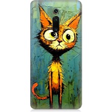 Teknomeg Xiaomi Mi 9t Uyumlu Meraklı Şapşik Kedi Desenli Silikon Kılıf