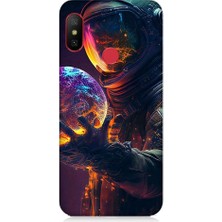 Teknomeg Xiaomi Redmi 6 Pro Uyumlu Astranot ve Gezegen Desenli Silikon Kılıf