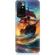 Teknomeg Xiaomi Redmi 10 Uyumlu Kızıl Deniz Yelkenli Gemi Desenli Silikon Kılıf