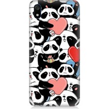 Teknomeg Xiaomi Redmi 7A Uyumlu Panda Aşkı ve Hediye Desenli Silikon Kılıf