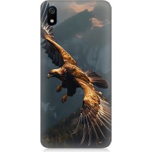 Teknomeg Xiaomi Redmi 7A Uyumlu Uçan Kara Kartal Desenli Silikon Kılıf