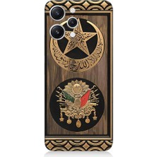 Teknomeg Xiaomi Redmi 12 Uyumlu Osmanlı Nişanı ve Ay Yıldız Desenli Silikon Kılıf