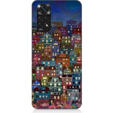 Teknomeg Xiaomi Redmi Note 11 Uyumlu Minyatür Evler ve Gece Desenli Silikon Kılıf