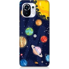 Teknomeg Xiaomi Mi 11 Pro Uyumlu Gezegenler ve Yıldız Haritası Desenli Silikon Kılıf