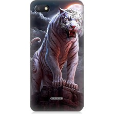 Teknomeg Xiaomi Redmi 6A Uyumlu Beyaz Savaşçı Kaplan Tiger Desenli Silikon Kılıf