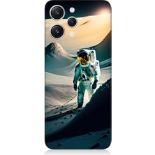 Teknomeg Xiaomi Redmi 12 Uyumlu Astronot ve Araştırma Desenli Silikon Kılıf