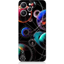 Teknomeg Xiaomi Redmi 12 Uyumlu Sci Fi Gezegenler ve Vektörler Desenli Silikon Kılıf