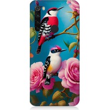 Teknomeg Xiaomi Redmi Note 8 Uyumlu Arı Kuşu ve Gül Desenli Silikon Kılıf