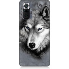 Teknomeg Xiaomi Redmi Note 10 Pro Uyumlu Mavi Gözlü Kurt Desenli Silikon Kılıf
