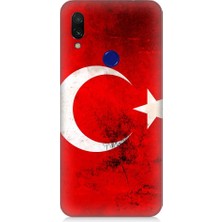Teknomeg Xiaomi Redmi Note 7 Uyumlu Türk Bayrağı  Desenli Silikon Kılıf