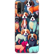 Teknomeg Xiaomi Redmi 9t Uyumlu Sevimli Pastel Köpekler Desenli Silikon Kılıf