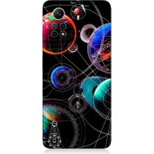 Teknomeg Xiaomi Redmi Note 12 Pro 4g Uyumlu Sci Fi Gezegenler ve Vektörler Desenli Silikon Kılıf