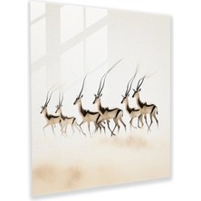 Painted Anarchy Graceful Glass Print - Minimalist Wildlife Gazelles Glass Wall Art - Simple Home Decoration, 30X30