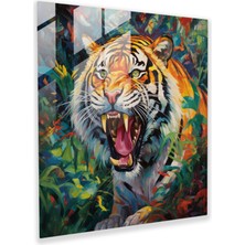 Painted Anarchy Dynamic Glass Print– Roaring Tiger's Domain, 30X30