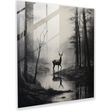 Painted Anarchy Serene Glass Print - Classic Wildlife Charcoal Sketch Glass Wall Art - Timeless Home Decoration, 30X30