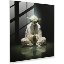 Painted Anarchy Minimalist Serene Yoda Glass Print, 30X30