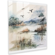 Painted Anarchy Tranquil Glass Print - Expressive Bird Sanctuary Glass Wall Art - Serene Home Decoration, 30X30