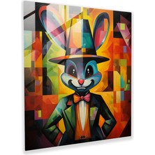 Painted Anarchy Captivating Glass Print - Cubist Looney Tunes Glass Wall Art With Artistic Geometric Design, 30X30
