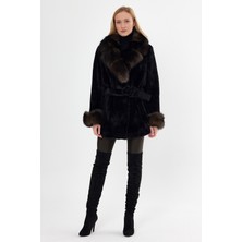 Nero Leather Fur Siyah Alkantara Kaban Yaka ve Manşet Sobul Tilki - HN105KKKS