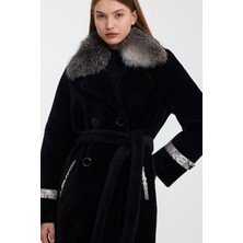 Nero Leather Fur Siyah Alkantara Kaban Yaka Tilki Orijinal Piton Garni MDL1ALK-KS